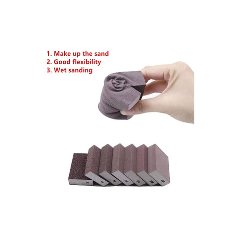 Premium Sponge Emery Cloth Sanding Blocks Set 6pcs 220 Grit Buffing Pads And Diamond Polishing Pads For Hand Sanding
