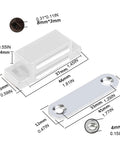 Heavy Duty Hidden Magnet Door Catch Stops Cabinet Sliding Doors Securely Keeps Kids Pets Out Easy Install White Metal Plate Hardware with measurements
