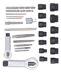 FTVOGUE 28Pc Cr Molybdenum Screw Extractor Kit With Hammer Drill Bits Removes Broken Bolts And Rusty Nuts Fast For Home Garage Auto Repair Pros, with sockets