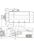 Heavy Duty 6KW Air Cooled Spindle Motor Er32 18000Rpm Top Speed CNC Router engraving technical drawing with dimensions.