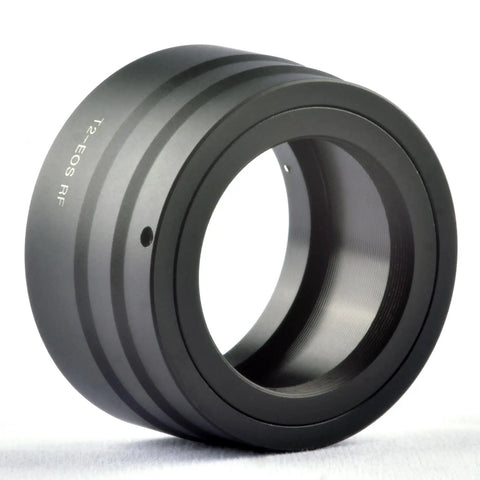 T Mount Lens Adapter T Ring M42x0.75mm For Canon RF Mount, side view showing detailed grooves and finish.