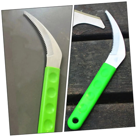 8 Piece Weeding Sickle For Gardening Portable Grass Cutter with ergonomic handle and rustproof serrated blades close-up view.