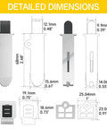 5 Pack Soft Close Cabinet Dampers For Overlay, Face Frame, And Frameless Hinges, Easy Side Mount Install, Smooth Slow Closing, Hidden Concealed Mechanism, 35N Door Buffer Replacement Hardware For Cabinets. Detailed dimensions