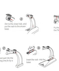 Assembly instructions for Universal Model Plane Display Stand For Building Blocks And Bricks Sets, detailing two setup methods.
