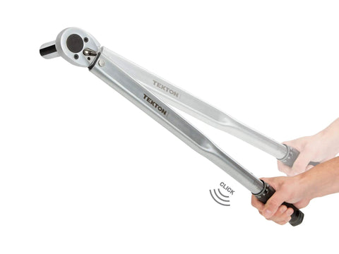 Half Inch Drive Micrometer Torque Wrench With 25 To 250 Foot Pound Range, Audible Click When You Hit The Target shown in use