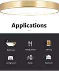Gold Brushed 9 Inch Flush Mount LED Ceiling Light With Dope Adjustable Color Temperature From Warm 3000K To Cool 5000K Dimmable