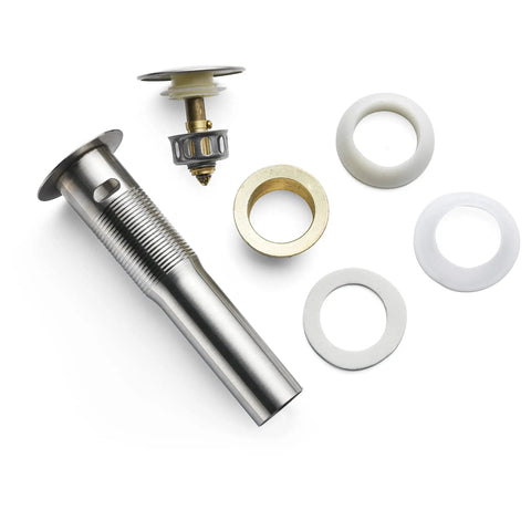 Stainless Steel Brushed Nickel Pop Up Sink Drain With Detachable Strainer Basket, Bathroom Sink Stopper Without Overflow.