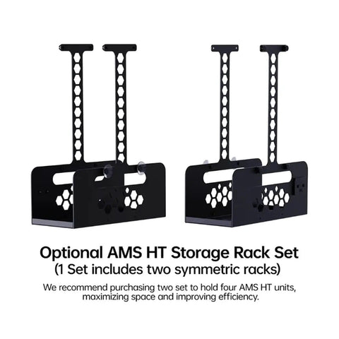 Slick Filament Storage Rack Compatible With Bambu Lab H2 Series with two black symmetrical racks for organizing AMS HT spools.