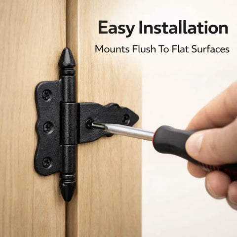 Installing Pack Of 2 5 Inch Black Wrought Iron Shed Door Hinges Antique Style Flush Mount Cast Iron Barn Door Hardware