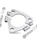 Heavy Duty 2.25 In Triangle Exhaust Split Flange Repair Kit Built From Beefy Carbon Steel With Two Hex Socket Bolts, components displayed.