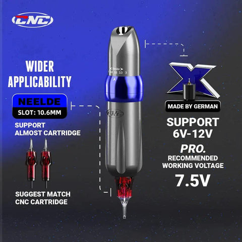 Rotary Tattoo Pen Machine P6 With Five Level Stroke Settings And Custom X-I Motor, Lightweight 172g Aluminum Design, Gray Finish