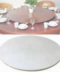 White Round Wooden Lazy Susan Turntable for Dining Table 360 Degree Rotating Tray, a game changer for family dinners.