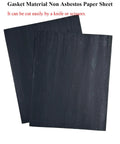 Two dark gray gasket paper sheets; non-asbestos, gas/diesel resistant for small engines and automotive sealing.