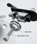 Built Tough Adjustable Compression Latch Keyed Alike Four Pack Flush Mount Cabinet Lock with Sturdy Alloy Finish detailed view of adjustable screw and mount nut.