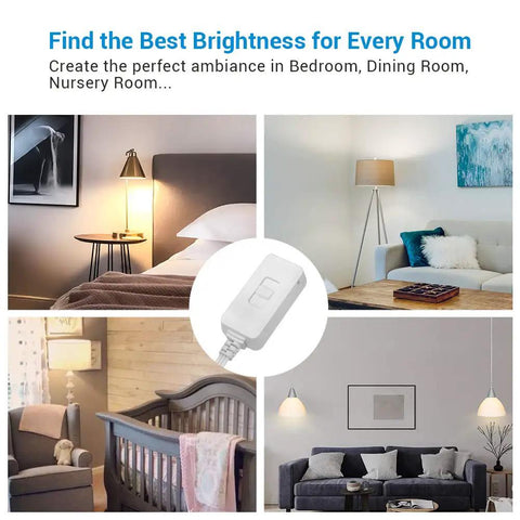 Plug In Dimmer Switch For Dimmable LED CFL And Incandescent Bulbs, Full Range Slide Control, Smooth Stepless Dimming, 5 Foot Extension Cord, ETL Listed, Easy Plug In Lamp Dimmer For Cozy Home Vibe