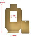 Auto Reset Metal Silhouette Shooting Target Stand For Pistol Airsoft BB Guns, showcasing target dimensions at 10 x 5.9 inches.