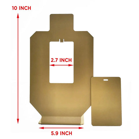Auto Reset Metal Silhouette Shooting Target Stand For Pistol Airsoft BB Guns, showcasing target dimensions at 10 x 5.9 inches.