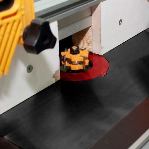 Beefed Up Aluminum Router Lift Kit With Bulletproof Precision Dynamic Insert Plate Compatible With Standard Table Saws For Weekend Warriors And Custom Carpentry Pros Black close-up showing dynamic insert plate in router lift.