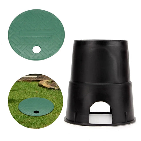 Two Pack 10 Inch Round Valve Box Cover Lids For Outdoor Sprinkler System Irrigation Control Water Line, green and black lids