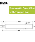 Technical diagram of Beefy Heavy Duty Pneumatic Storm And Screen Door Closer With Torsion Bar Brown Finish Smooth Quiet Close Model SK3015