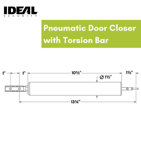 Technical diagram of Beefy Heavy Duty Pneumatic Storm And Screen Door Closer With Torsion Bar Brown Finish Smooth Quiet Close Model SK3015