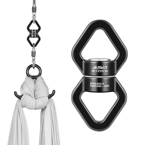 Heavy Duty Swing Swivel Featuring Frictionless 360 Spin Silent Ball Bearings Badass Aluminum Alloy Build For Zero Twist Zip Line And Utility Rigging Hardware with secure knots