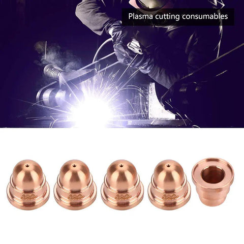 Plasma Cutter Nozzle Tips Set for 45A Torch, Premium Copper Nozzles, Durable 5 Pack Replacement Consumables for plasma cutting
