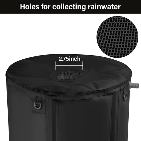 Auto Drip Irrigation System Kit With 13 Gallon Foldable Bucket and 25W Water Pump, showing rainwater collection holes.