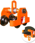 Orange 1 Ton Beam Trolley With Dual Wheels Adjustable I Beam Flange 3 To 5 Inches Manual Push Track Roller Hoist