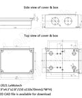 ABS Plastic IP65 Dustproof Waterproof Junction Box Universal Electrical Project Enclosure White 5.9 x 4.3 x 2.8 Inch technical drawing
