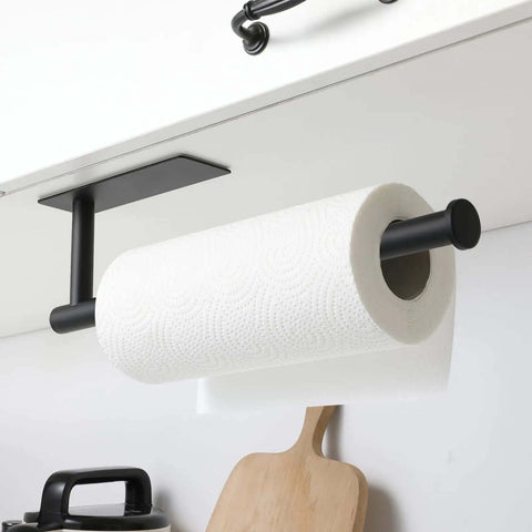 Under Cabinet Paper Towel Holder For Kitchen And Bathroom Wall Mounted Matte Black SUS304 Stainless Steel Roll Rack