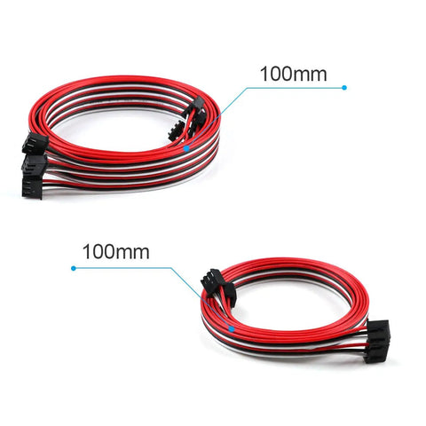 Six Pack Optical Endstop Switches With 1M Cable For 3D Printers; red and black cables with connectors, 100mm length shown.