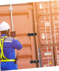 Worker checking containers with 2 Pack Flexible Over-Center Rubber Draw Latch Locks for Electrical Cabinets and Machinery installed.