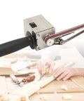 Heavy Duty Mini Belt Sander Workhorse Packing 150 Watt Brass Core Motor with rubber grip and belt roller for woodworking.