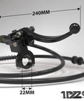 Upgraded Hydraulic Brake Master Cylinder Caliper With Brake Pad Replacement For 79cc And 97cc Mini Bikes And Go Karts Fits DB30 Racer 51 Inch Hose Heavy Duty Clamping Power Bolt On Kit For Easy Install, side view with dimensions