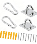 Beefy Ceiling Hook Kit Stainless Steel 304, 500 Lb Capacity, Includes 2 Eye Plates and 2 Spring Hooks, Screws and Expansion Anchors for Indoor Outdoor Hammock Chair Swing Mounting, with screws and anchors