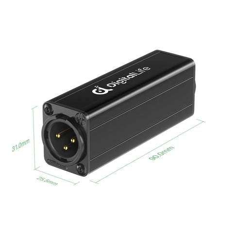 HumBlock XLR Series Single Channel Ground Loop Noise Isolator For Studio, DJ, And Live Sound, Passive Hum Eliminator black unit