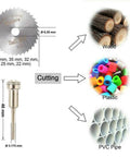 Pro Grade 30 Piece Cutting Wheel Set With HSS Circular Saw Blades diagram for wood, plastic, PVC pipe cutting uses