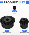 Built Tough Tapered Bevel Gear Set 1.5 Mod With 1 To 2 Ratio Includes 15 Tooth And 30 Tooth Hardened Steel Straight Bevel Gears