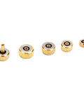 Pro Grade Watch Repair Kit With Stem Extender And Crown Replacement Parts, gold replacement crowns on white background