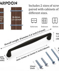Diagram showing 10 Pack Matte Black Cabinet Handles With 5 Inch Hole Center Solid Zinc Alloy Drawer Pulls with screws