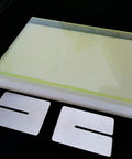 Punching Pad Kit For Leather Work With Yellow Cushioned Protective Mat And White Cutting Board with chisels