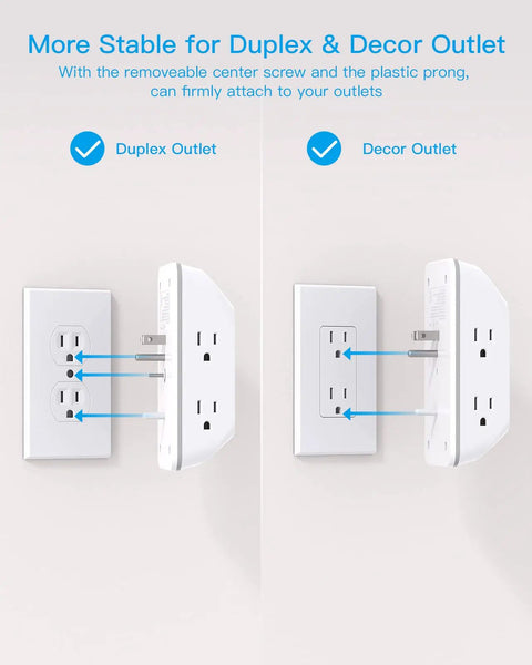 10 In 1 Outlet Extender With Night Light And USB Charger Surge Protector 4 USB Ports Plus 1 USB C 5 Wide Spaced Outlets Adapter