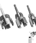All In One PVC Pipe Threader Kit For One Half Inch Three Quarter Inch And One Inch Pipes Evponk Internal And External Threading Tool Set For Electric Drill Tapping And Rethreading System Three Piece Fast And Easy showing 1 inch, 3/4 inch, and 1/2 inch threading tools