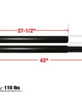 Adjustable 2 Inch Diameter Steel Desk And Table Legs Black Built To Last 27 And A Half Inch To 43 Inch showing length dimensions