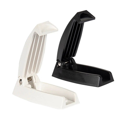 Heavy Duty ABS Square Baggage Door Catch With Spring Hinge in black and white, designed for secure clamp on trailers and campers.