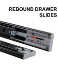 Heavy Duty 45Mm Push To Open Drawer Slides Dead Silent Three Section Cabinet Glides Smooth Ride Pull Out Tracks For Home Furniture Hardware 12 Inch Length close-up of rebound drawer slides with inner mechanism visible.