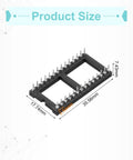 Eight-Piece DIP IC Socket Adapter Kit With 28 Round Pins, 2.54mm 0.1 Inch Pitch, dimensions 35.56x17.74x7.43mm shown