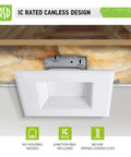 12 Pack 6 Inch LED Square Recessed Light With Integrated Junction Box Easy Install No Fuss Slim Low Profile Canless Recessed Fixture