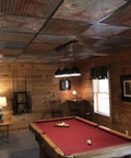 Game room with Ridged Metal PVC 2x2 Lay In Ceiling Tile For Quick Ceiling Makeover Adds Crisp Design And Stunning Finish Fits 15/16 In Grid Fire Rated Class A Covers 40 Sq Ft 10 Piece Old Tin Roof Style.